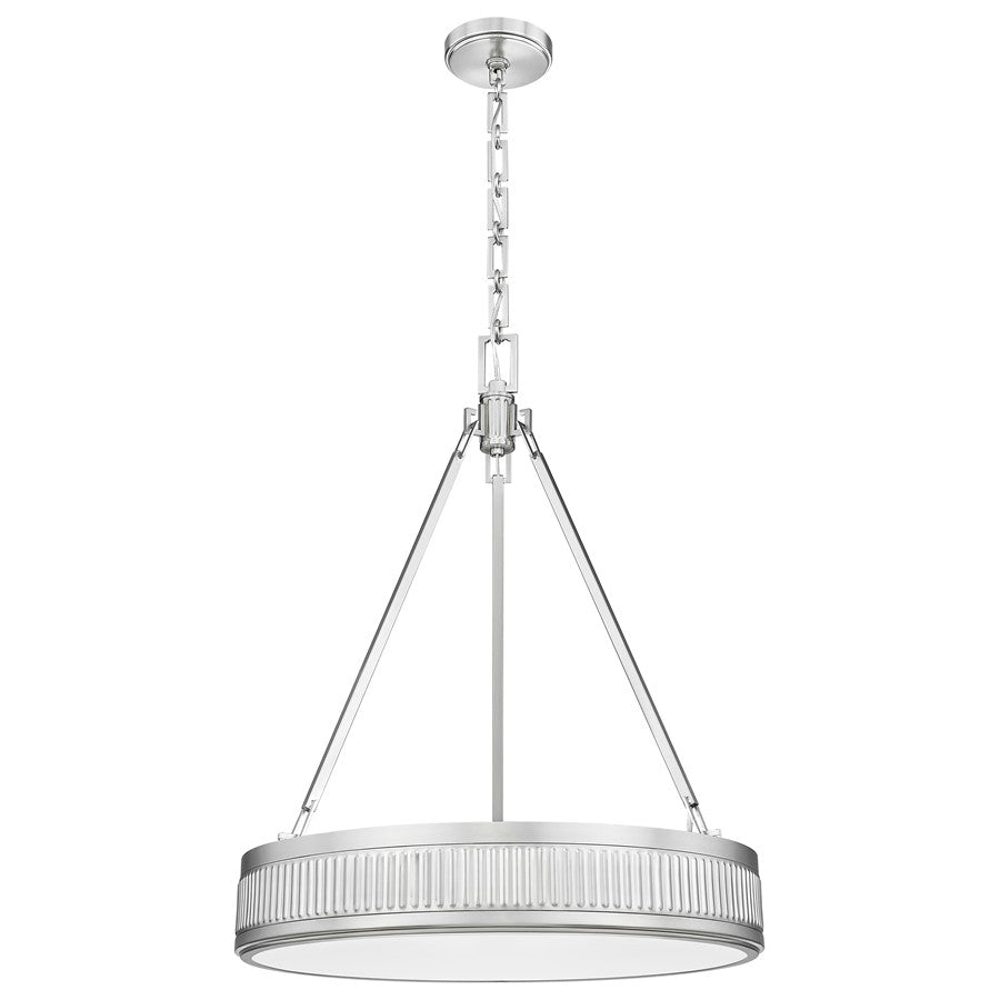 Z-Lite Quinn 3 Light 22" Pendant, Satin Nickel/White