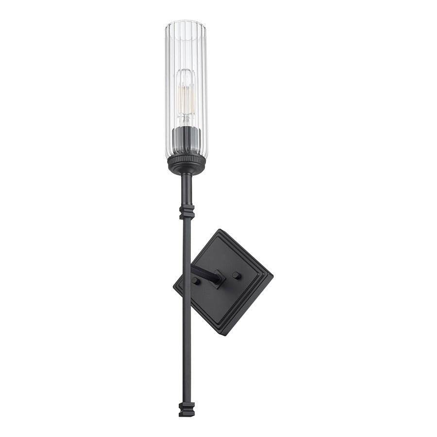 Z-Lite Esme 1 Light Wall Sconce, Matte Black/Clear