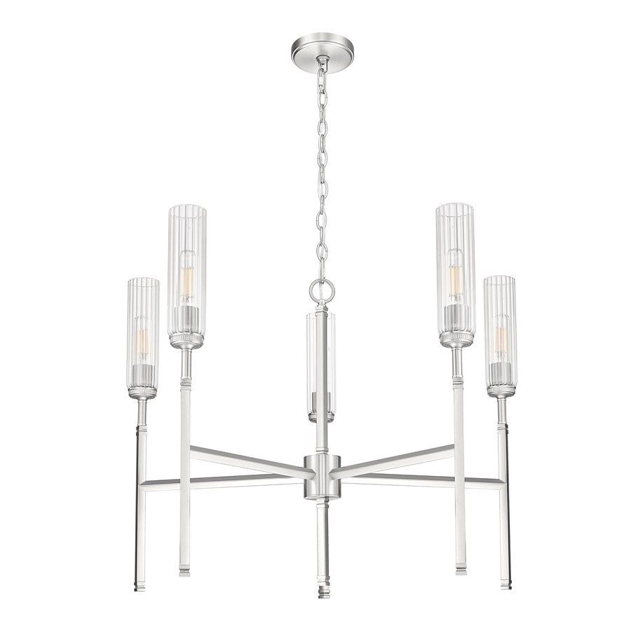 Z-Lite Esme 5 Light Chandelier, Brushed Nickel/Clear