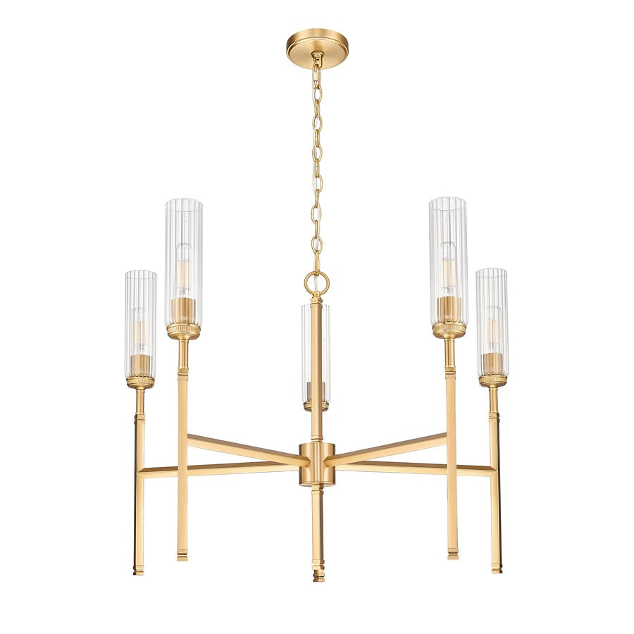 Z-Lite Esme 5 Light Chandelier, Modern Gold/Clear