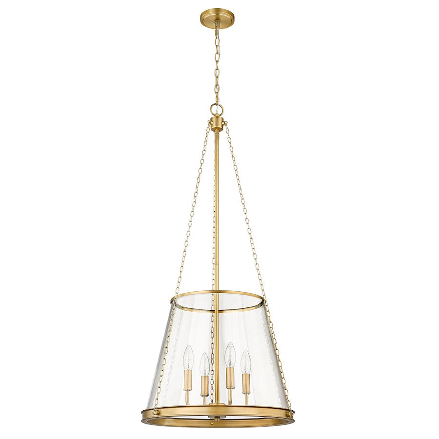 Z-Lite Prescott 18in 4-Light Pendant | Architectural Polished Nickel Steel and Clear Glass | Kitchen Island & Dining Room | Model 341P18-PN