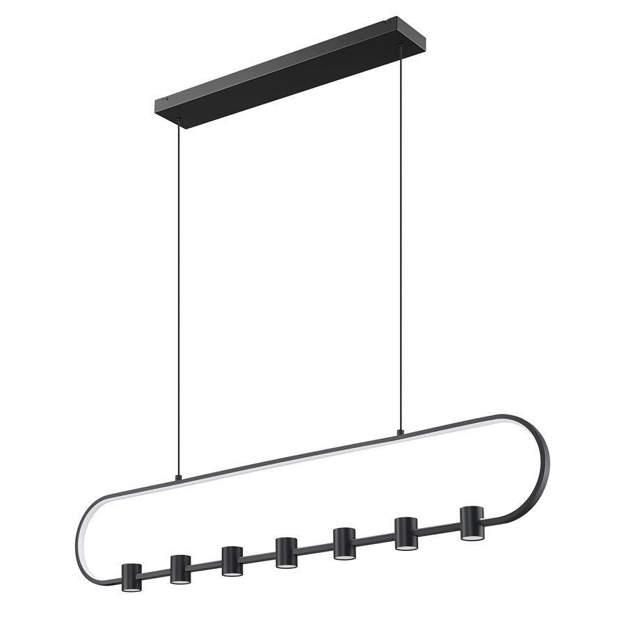 Z-Lite Saros 1 Light 54" Linear Chandelier, Matte Black/White