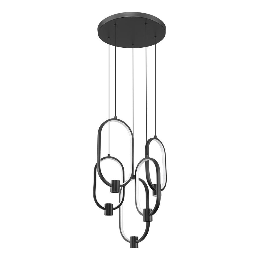 Z-Lite Saros 1 Light 16" Chandelier, Matte Black/White