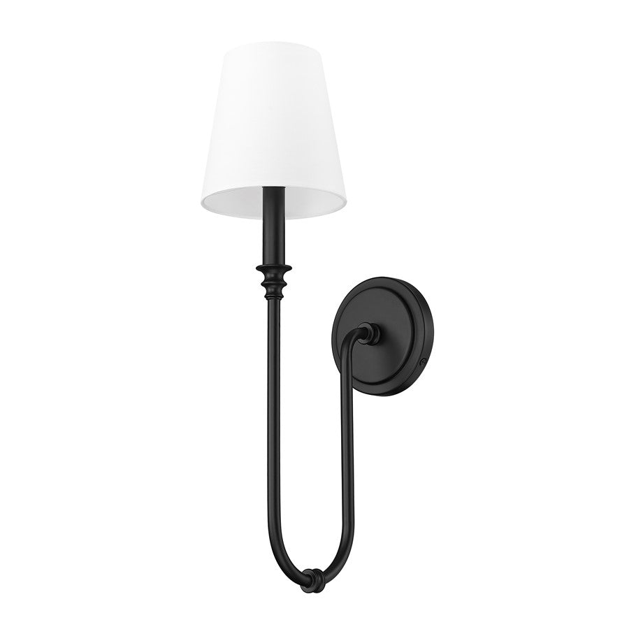 Z-Lite Jisele 1 Light Wall Sconce, Matte Black/White