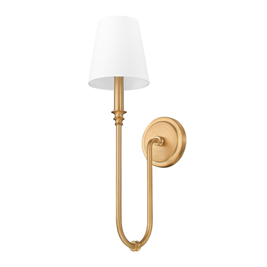 Z-Lite Jisele 1 Light Wall Sconce, Rubbed Brass/White