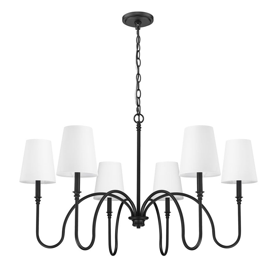 Z-Lite Jisele 6 Light Chandelier, Matte Black/White