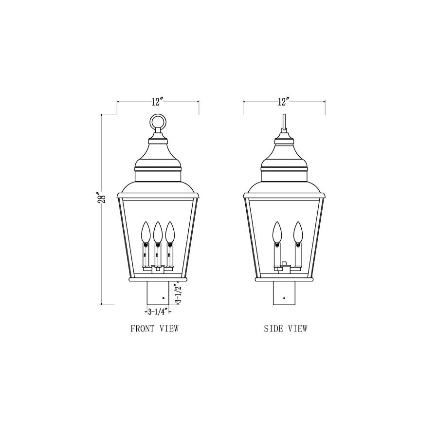 Z-Lite Raphael 3Lt 28" Outdoor Post Mount, Sand Black/Clear Seedy