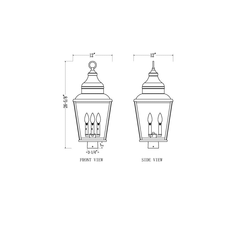 Z-Lite Raphael 3Lt 27" Outdoor Post Mount, Sand Black/Clear Seedy