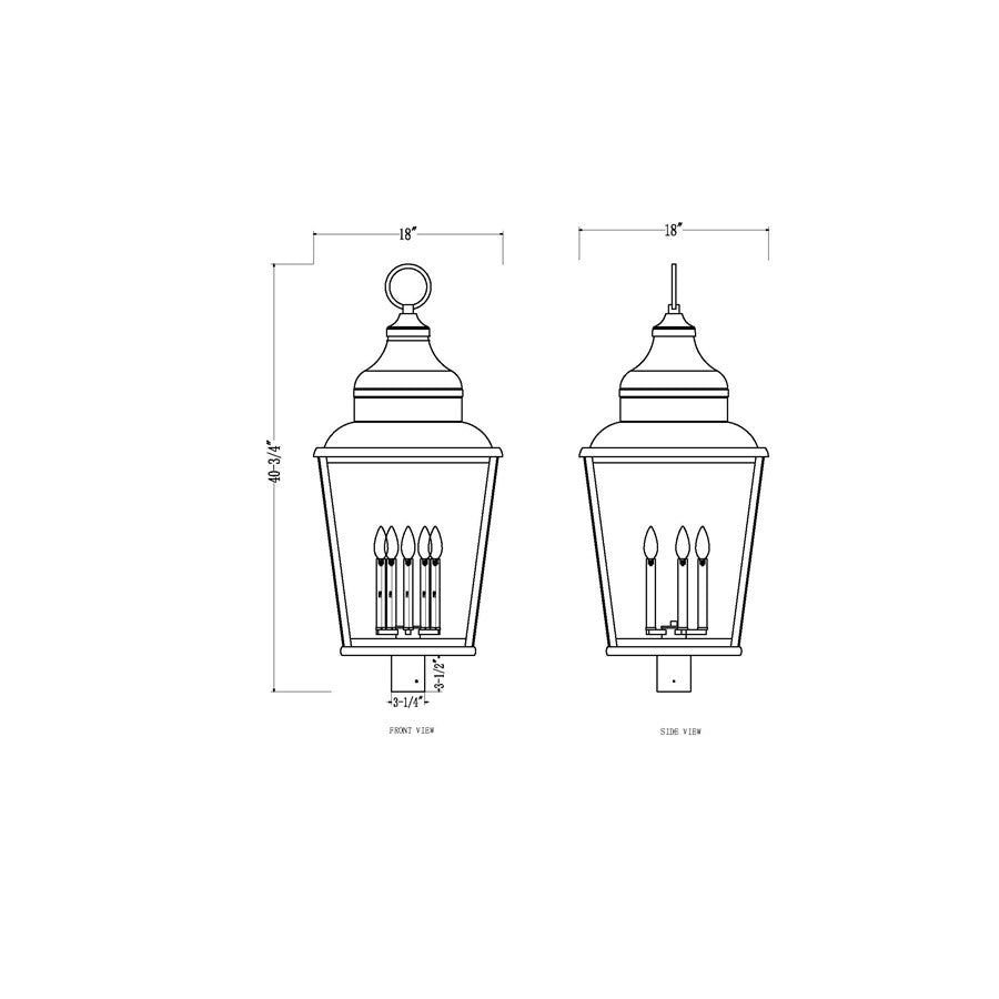 Z-Lite Raphael 5Lt 41" Outdoor Post Mount, Black/Clear Seedy