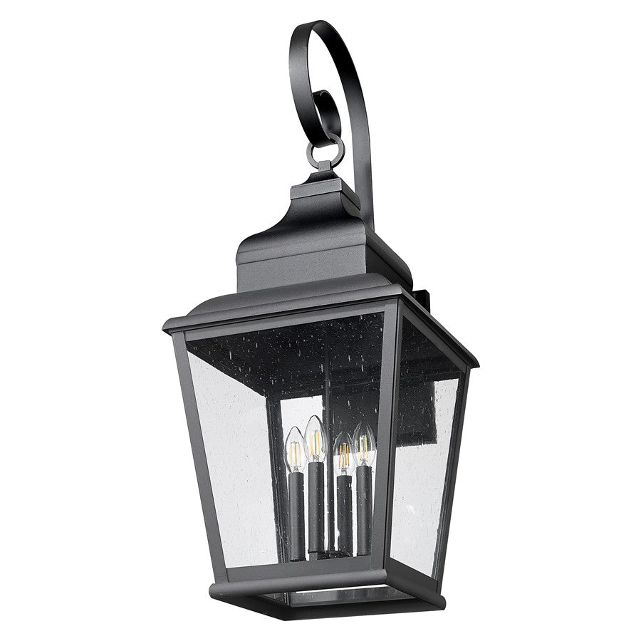 Z-Lite Raphael 4 Light Outdoor Wall Light, Sand Black/Clear Seedy