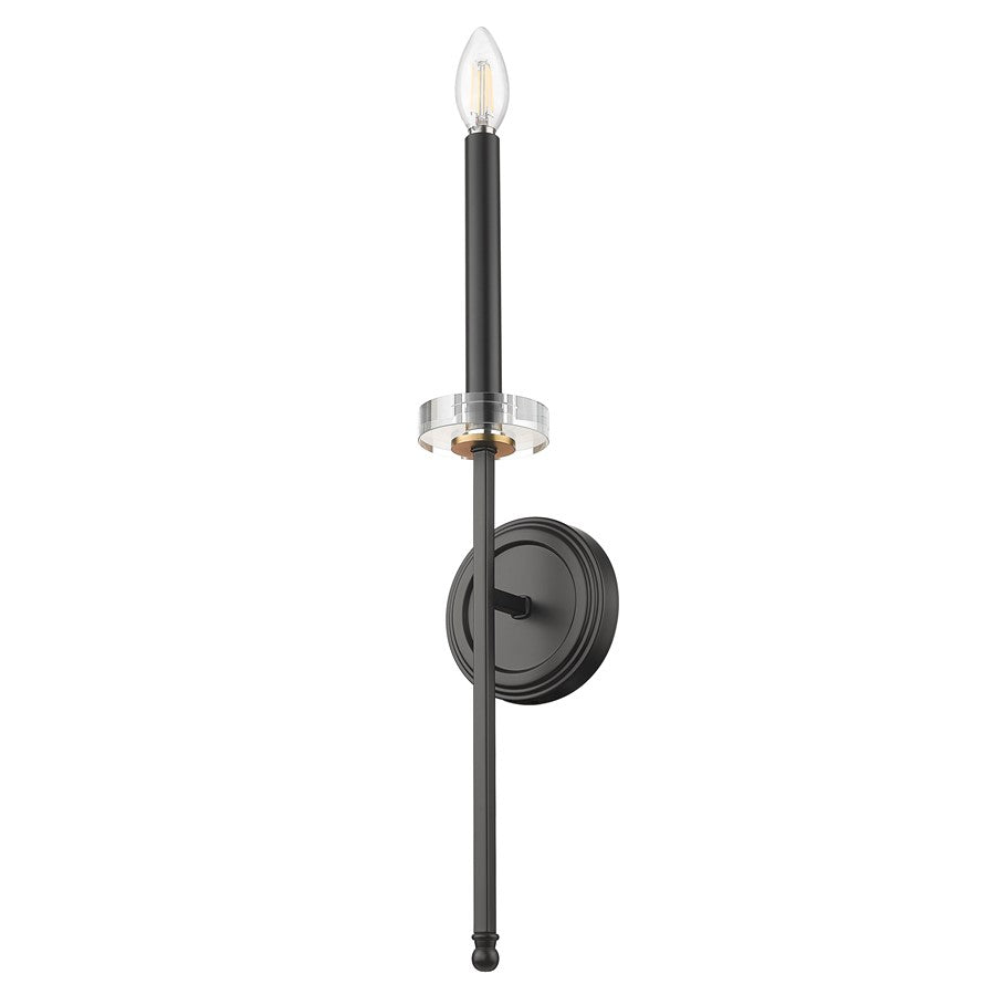 Z-Lite Gaultier 1 Light Wall Sconce, Matte Black/Mordern Gold