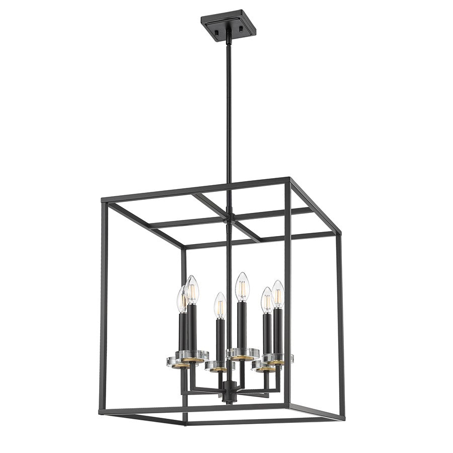 Z-Lite Gaultier 6 Light 22" Chandelier, Matte Black/Mordern Gold