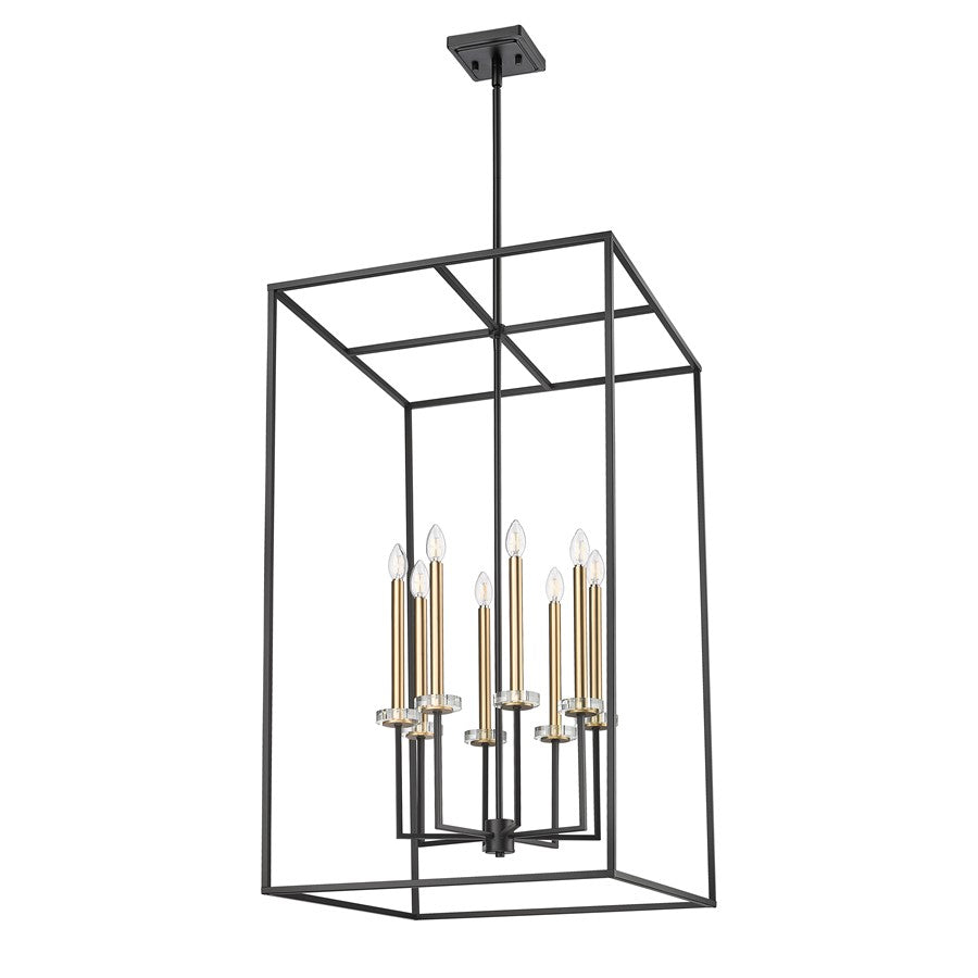 Z-Lite Gaultier 8 Light 45" Chandelier, Matte Black/Mordern Gold