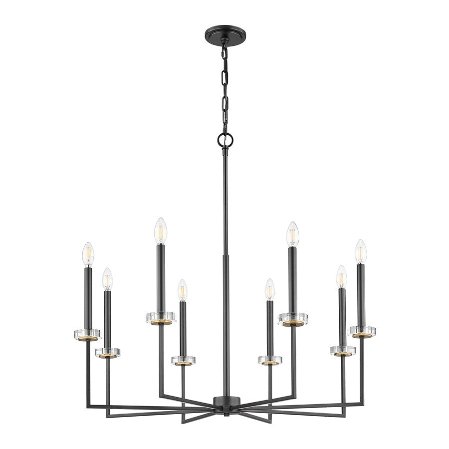 Z-Lite Gaultier 8 Light Chandelier, Matte Black/Mordern Gold