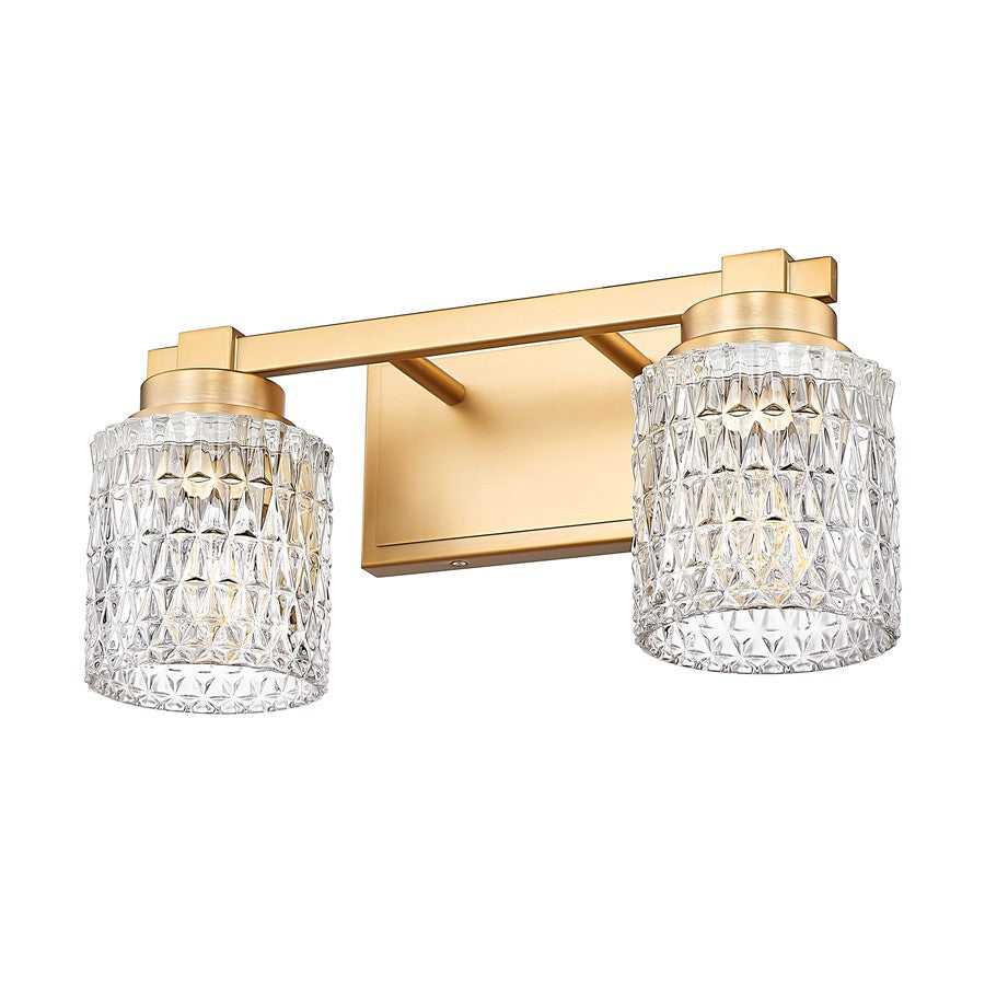 Z-Lite Jacqueline 2 Light Vanity, Modern Gold/Clear Diamond