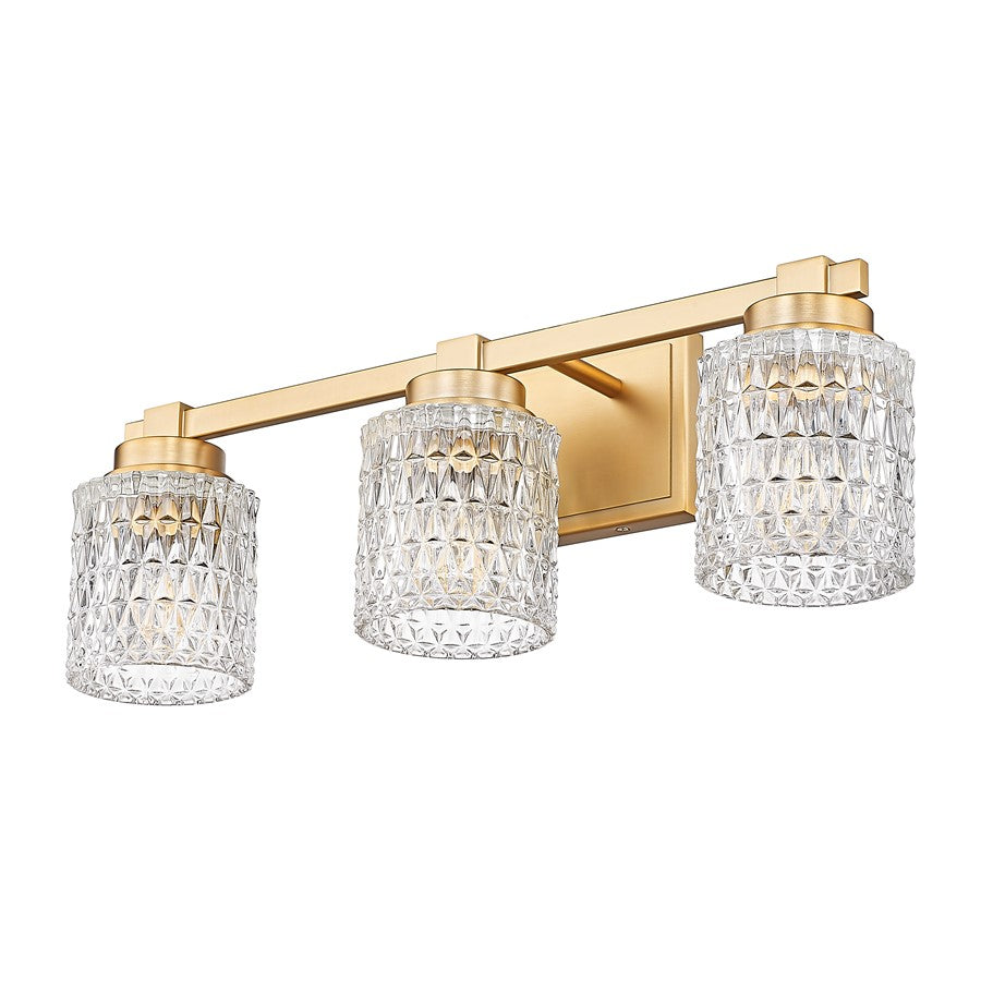 Z-Lite Jacqueline 3 Light Vanity, Modern Gold/Clear Diamond