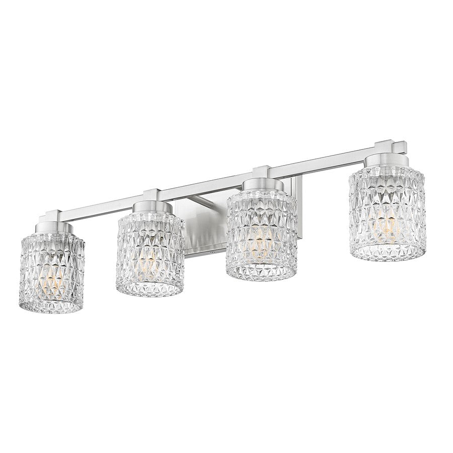 Z-Lite Jacqueline 4 Light Vanity, Brushed Nickel/Clear Diamond