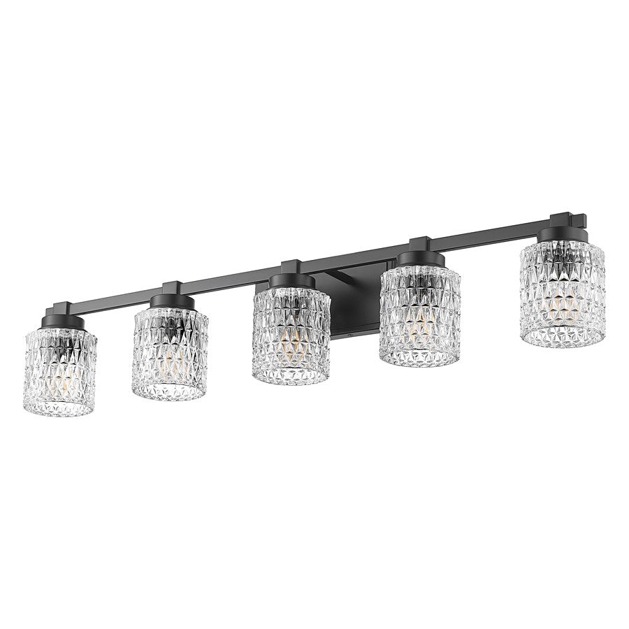Z-Lite Jacqueline 5 Light Vanity, Matte Black/Clear Diamond