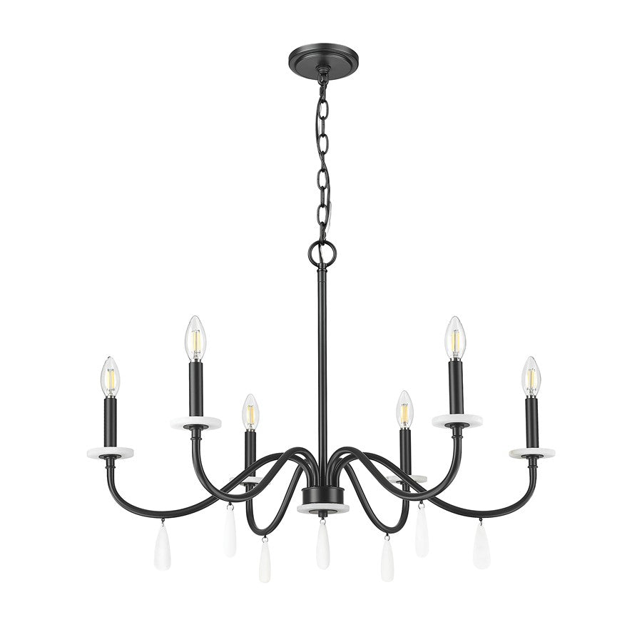 Z-Lite Toussant 6 Light 32" Chandelier, Matte Black