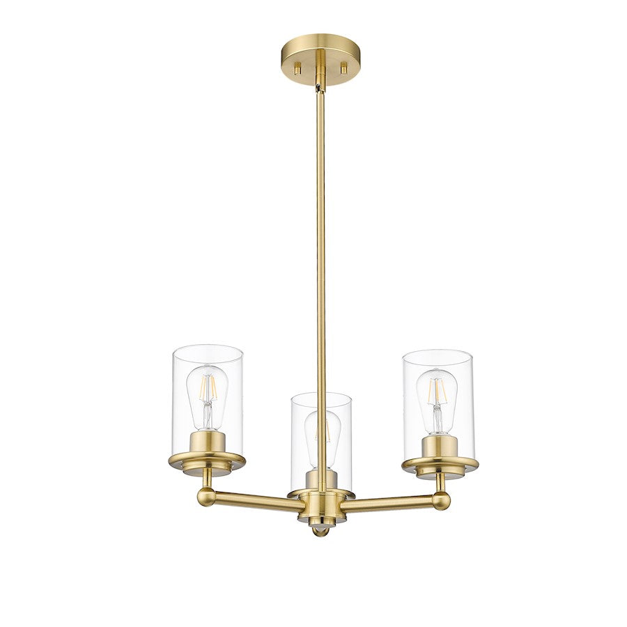 3 Light Chandelier, Luxe Gold