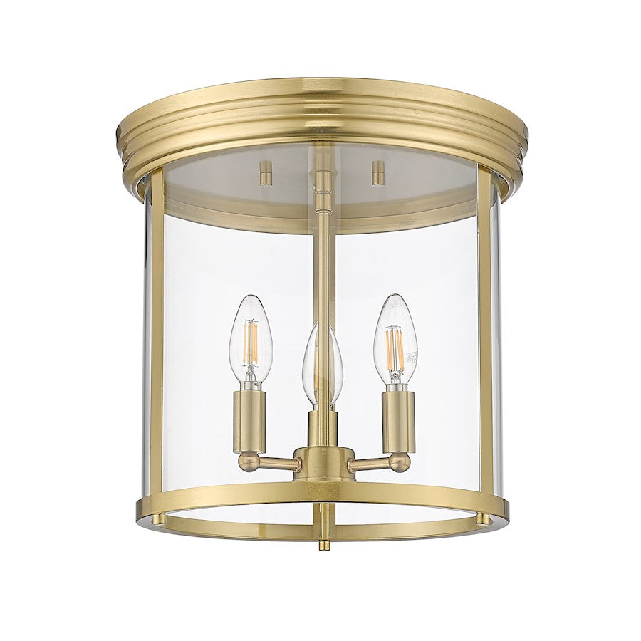 Z-Lite Thayer 3 Light Flush Mount, Luxe Gold/Clear