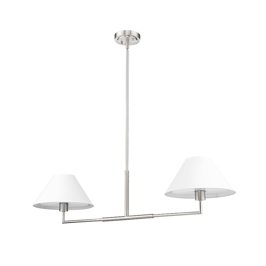 2 Light 42" Chandelier, Brushed Nickel