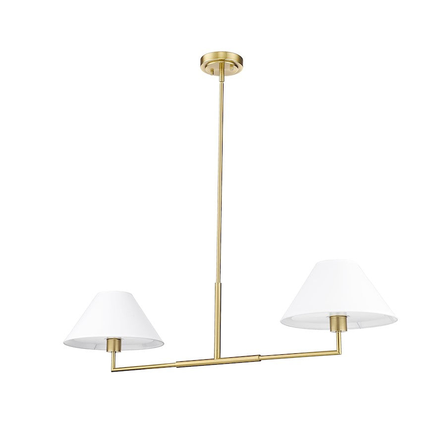 2 Light 42" Chandelier, Luxe Gold