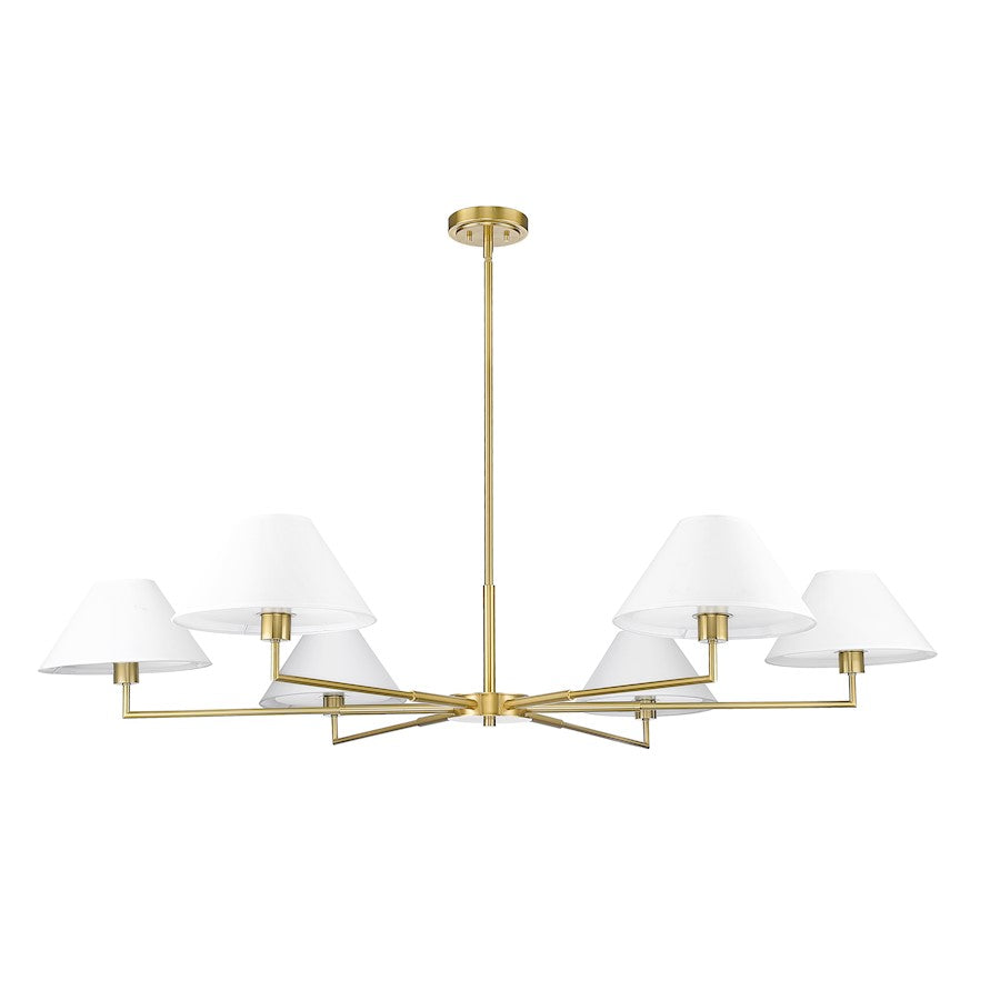 6 Light 63" Chandelier, Luxe Gold