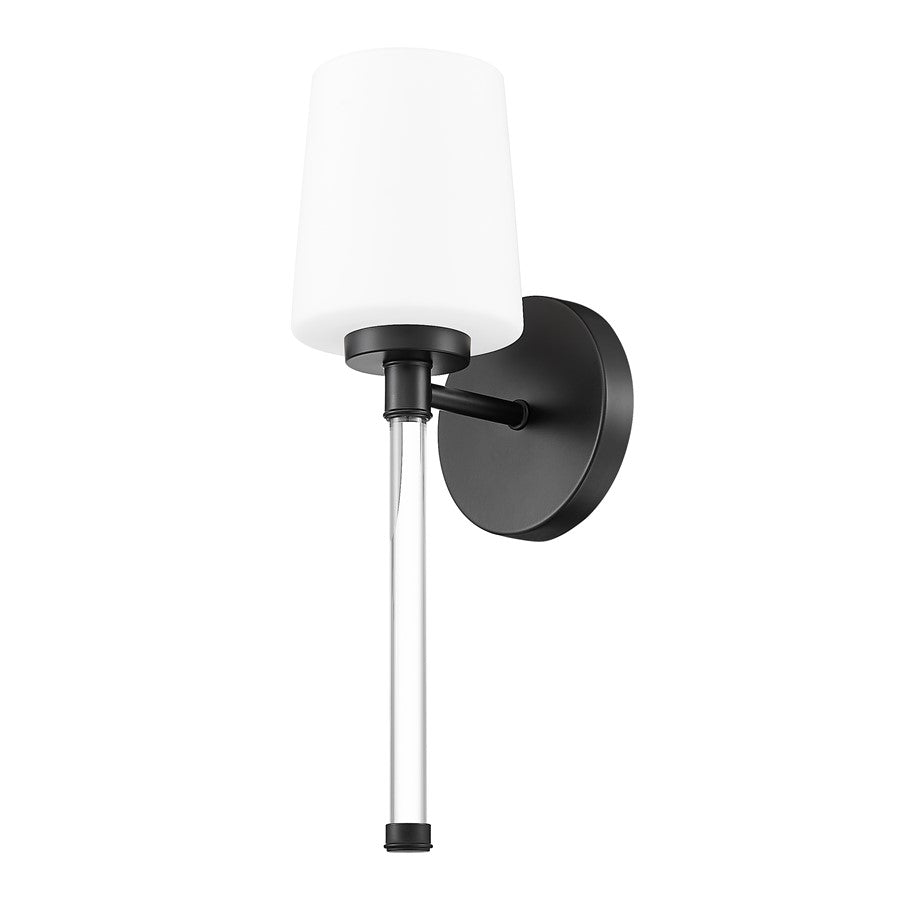 Z-Lite Henri 1 Light Wall Sconce, Matte Black/White Opal