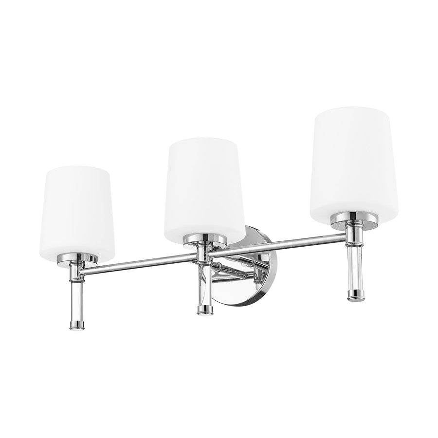 Z-Lite Henri 3 Light Vanity, Chrome /White Opal