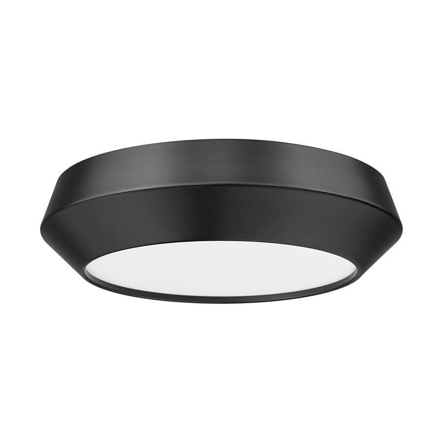 Z-Lite Quasars 1 Light 12" Flush Mount, Matte Black/White