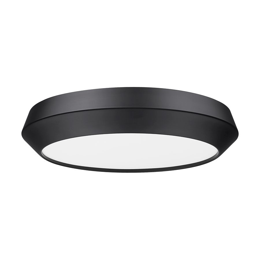 Z-Lite Quasars 1 Light 16" Flush Mount, Matte Black/White