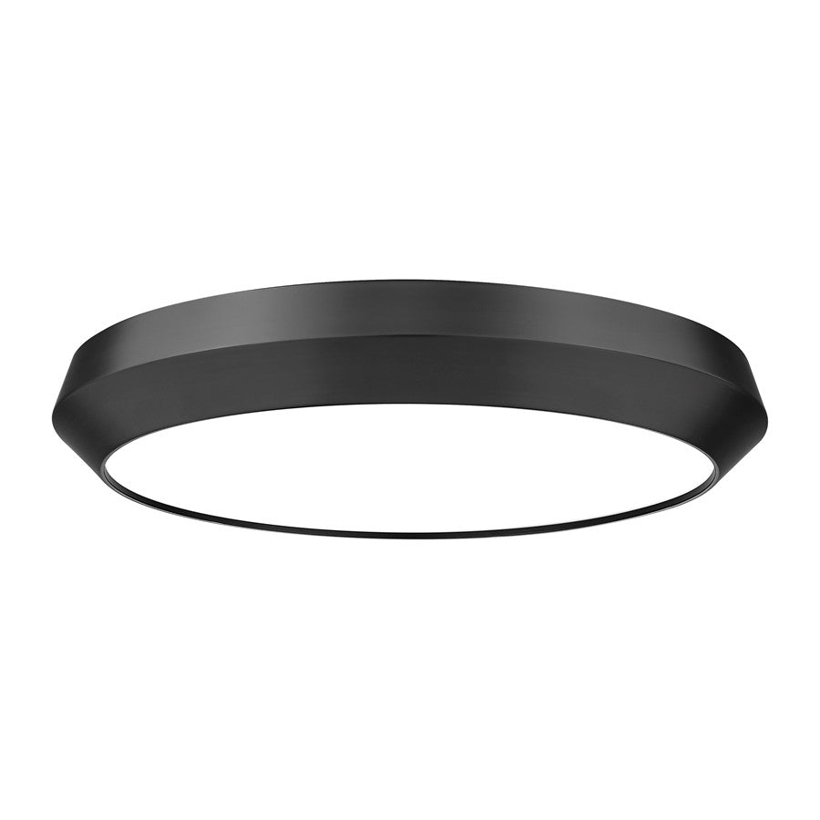 Z-Lite Quasars 1 Light 20" Flush Mount, Matte Black/White