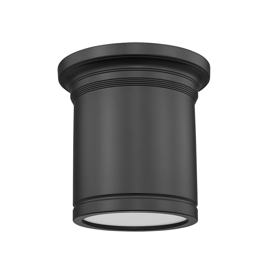 Z-Lite Bentley 1 Light 8" Flush Mount, Matte Black/White