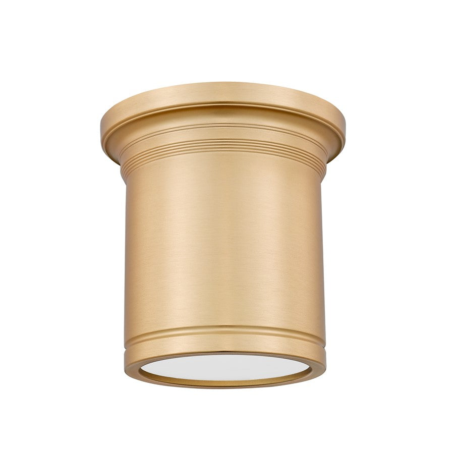 Z-Lite Bentley 1 Light 8" Flush Mount, Modern Gold/White