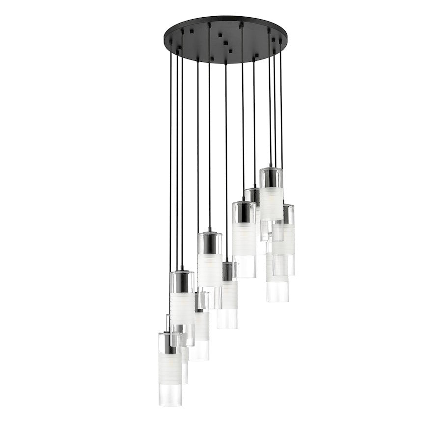 11 Light Chandelier, Matte Black