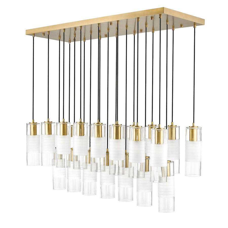 23 Light Linear Chandelier, Gold