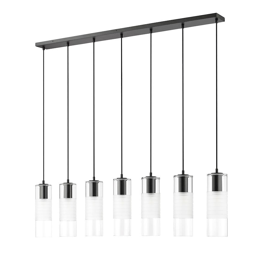 7 Light Linear Chandelier, Matte Black