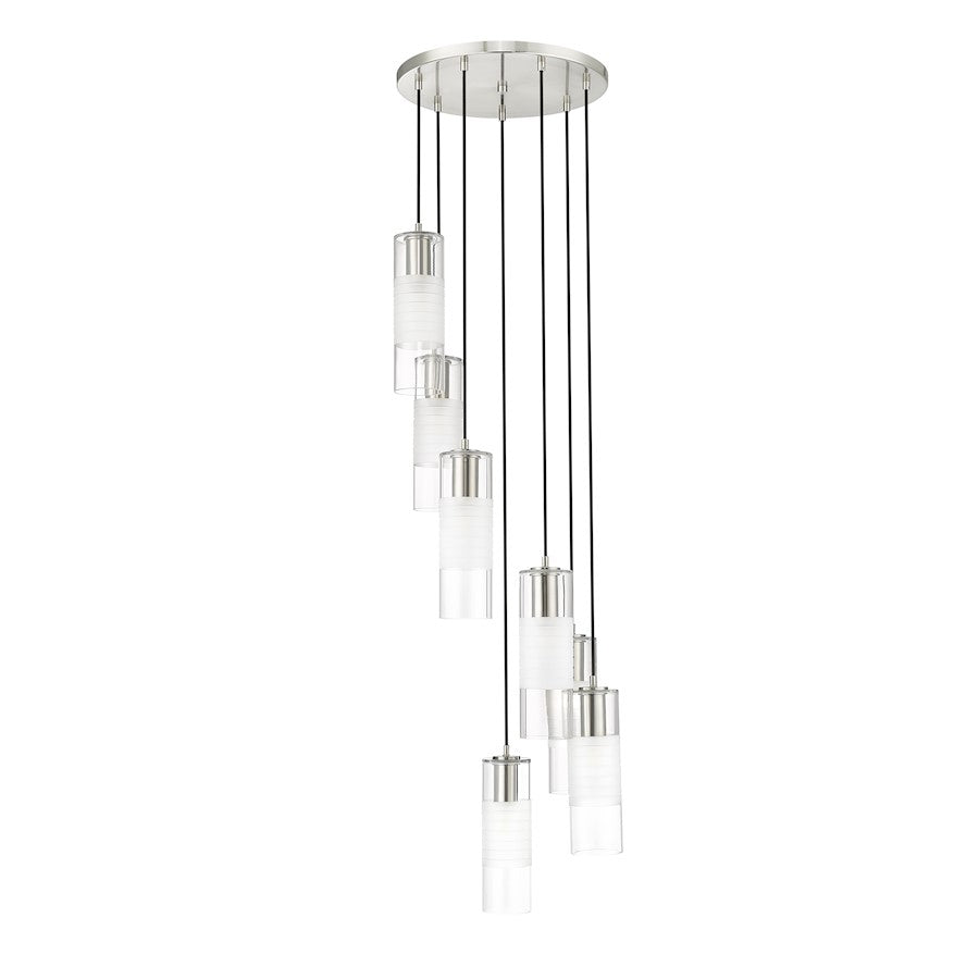 7 Light Chandelier, Brushed Nickel