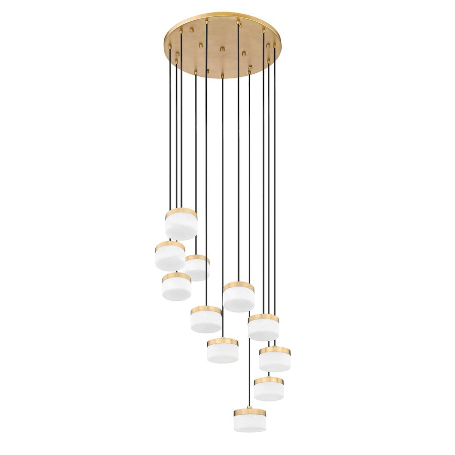 Z-Lite Renaud 11Lt Chandelier, Modern Gold/Feathered White