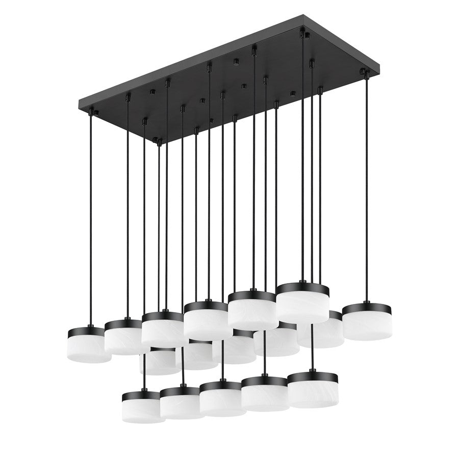 Z-Lite Renaud 17Lt Linear Chandelier, Black/Feathered White