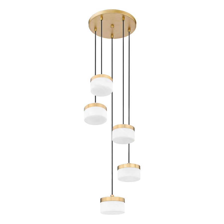 Z-Lite Renaud 5Lt Chandelier, Modern Gold/Feathered White