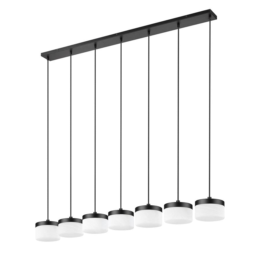 Z-Lite Renaud 7Lt Linear Chandelier, Black/Feathered White