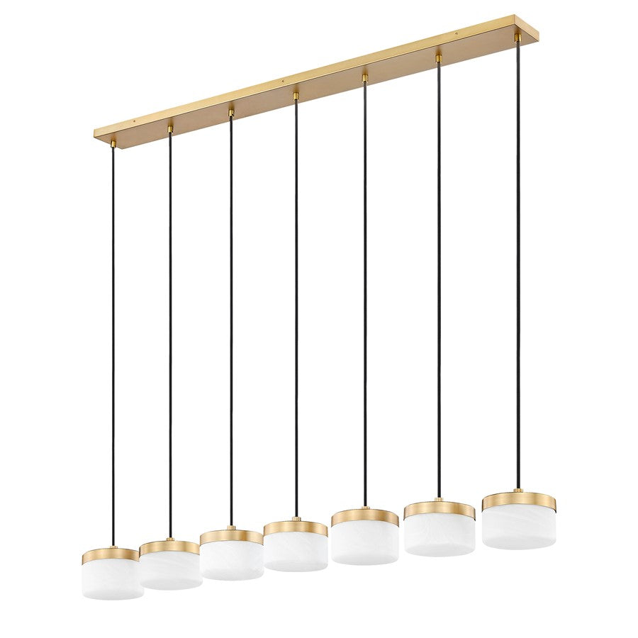 Z-Lite Renaud 7Lt Linear Chandelier, Gold/Feathered White