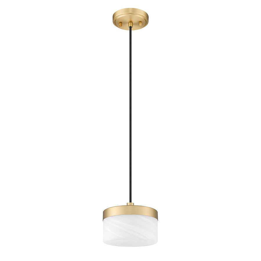Z-Lite Renaud 1 Light 7" Pendant, Modern Gold/Feathered White