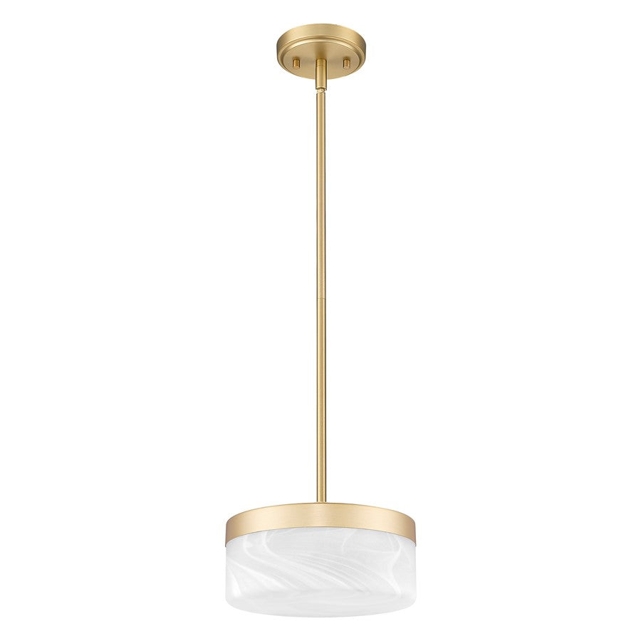 Z-Lite Renaud 1 Light 9" Pendant, Modern Gold/Feathered White