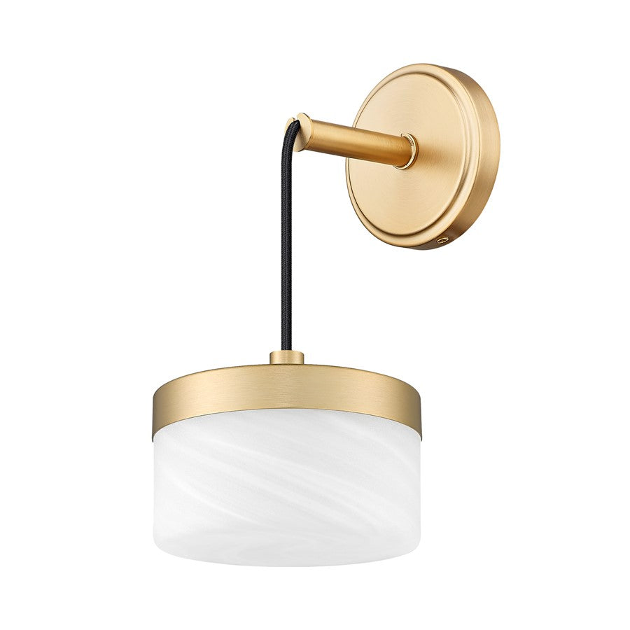 Z-Lite Renaud 1 Light Wall Sconce, Modern Gold/Feathered White