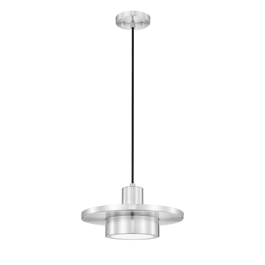 Z-Lite Ludo 1 Light 12" Pendant, Brushed Nickel/Frosted