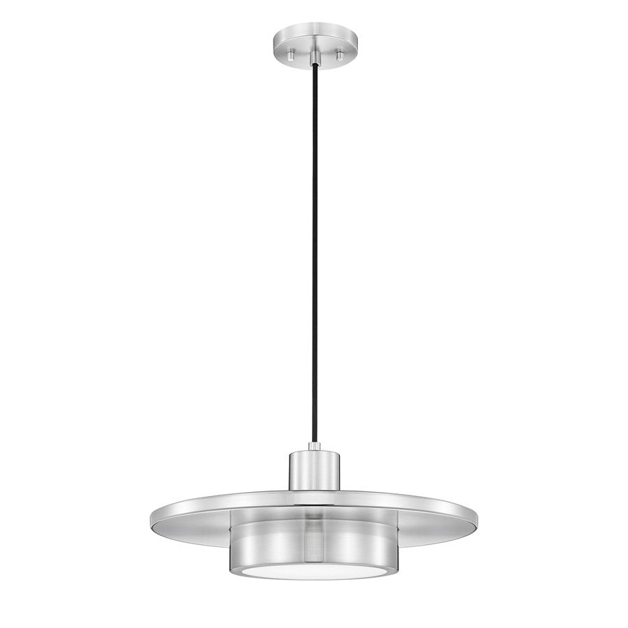 Z-Lite Ludo 1 Light 16" Pendant, Brushed Nickel/Frosted