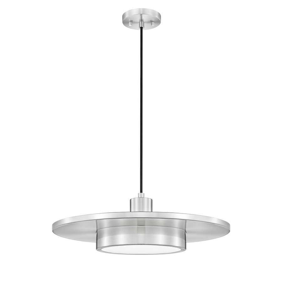 Z-Lite Ludo 1 Light 20" Pendant, Brushed Nickel/Frosted